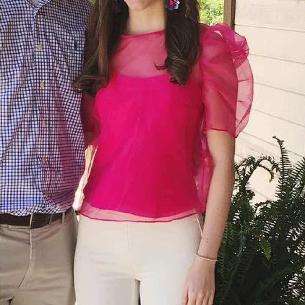 Amanda Uprichard sheer Pink top